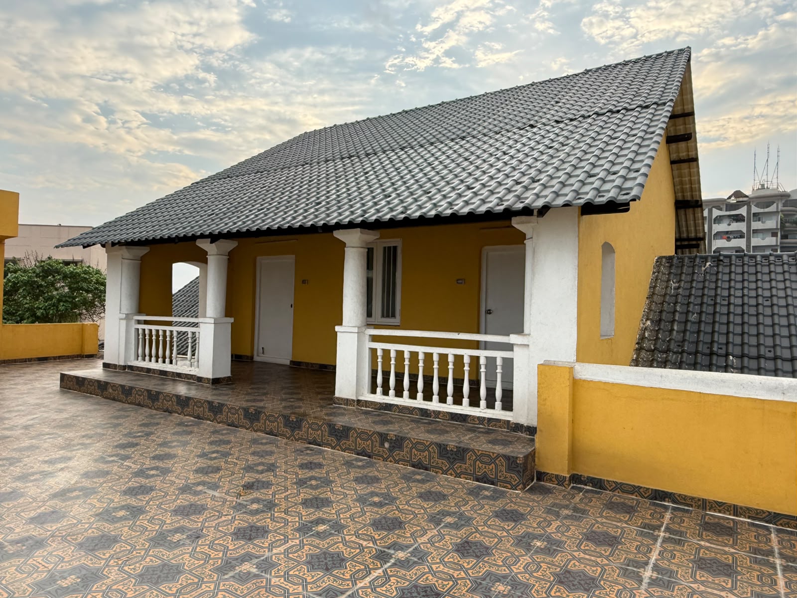 Anmol Villa twilight illumination and fairy light garden perimeter in Pandurangapuram