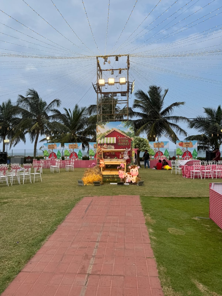 Fairy Light Canopy Wedding Setup at Sai Priya Beach Resort Lawn